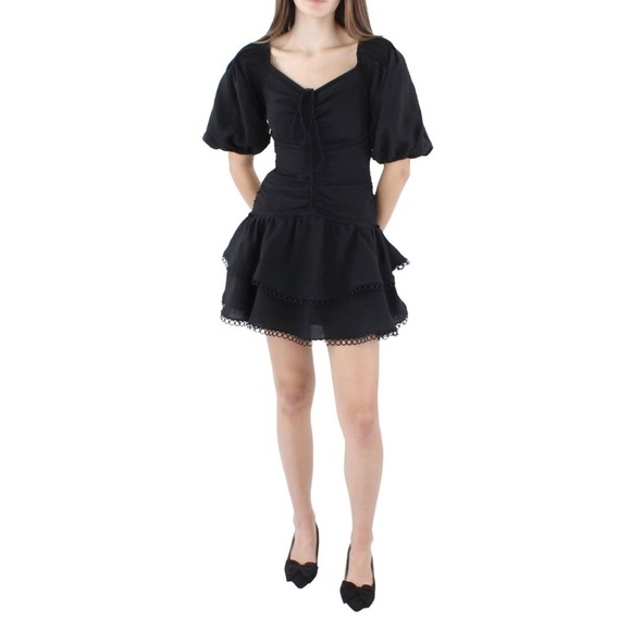 Jonathan SIMKHAI Auden Puff Sleeve Ruched Minidress - Picture 3 of 13